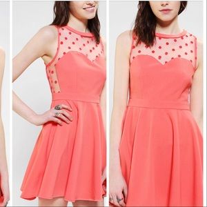 Coincidence Chance Orange Polka Dot Mesh Dress